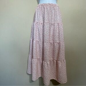 Originality Floral Pink Maxi Skirt girls Medium